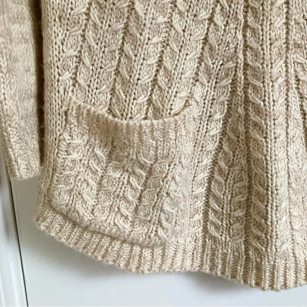 Anthropologie Guinevere Cowl Mohair Wool Knit Oat Sweater Women’s Size Sm Boho